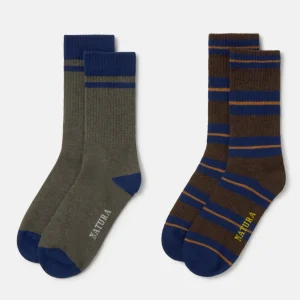 Set 2 calcetines hombre raya deportiva