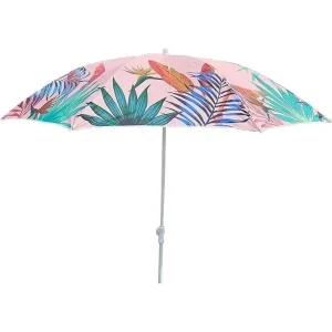 Sonnenschirm rosa mit tropischen Blättern UV-Schutz UPF 40+ Strandschirm Ø 155