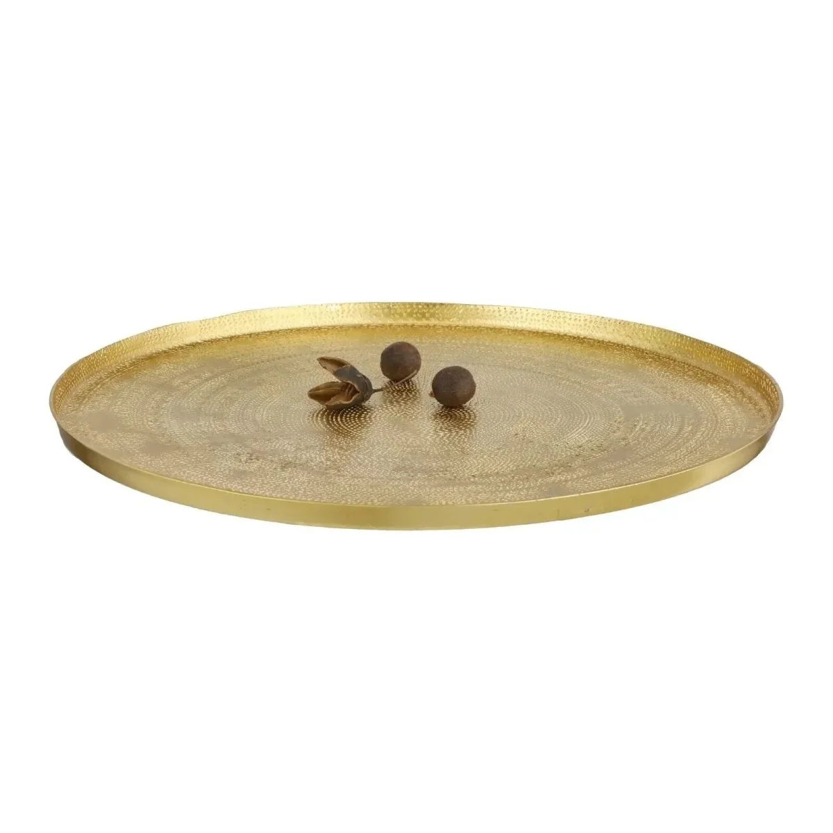 Dekoteller Kerzenteller Metall Teller gold 31 cm Schale Tablett – Bild 3