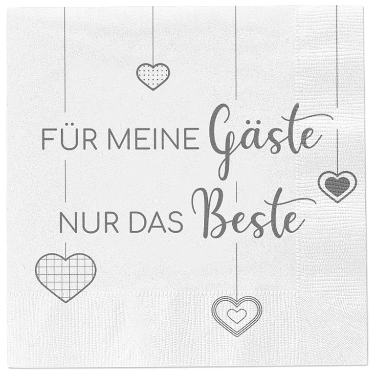 Servietten Papier Für meine Gäste nur das Beste 80 Stück Party Fest weiß 33x33cm – Bild 2