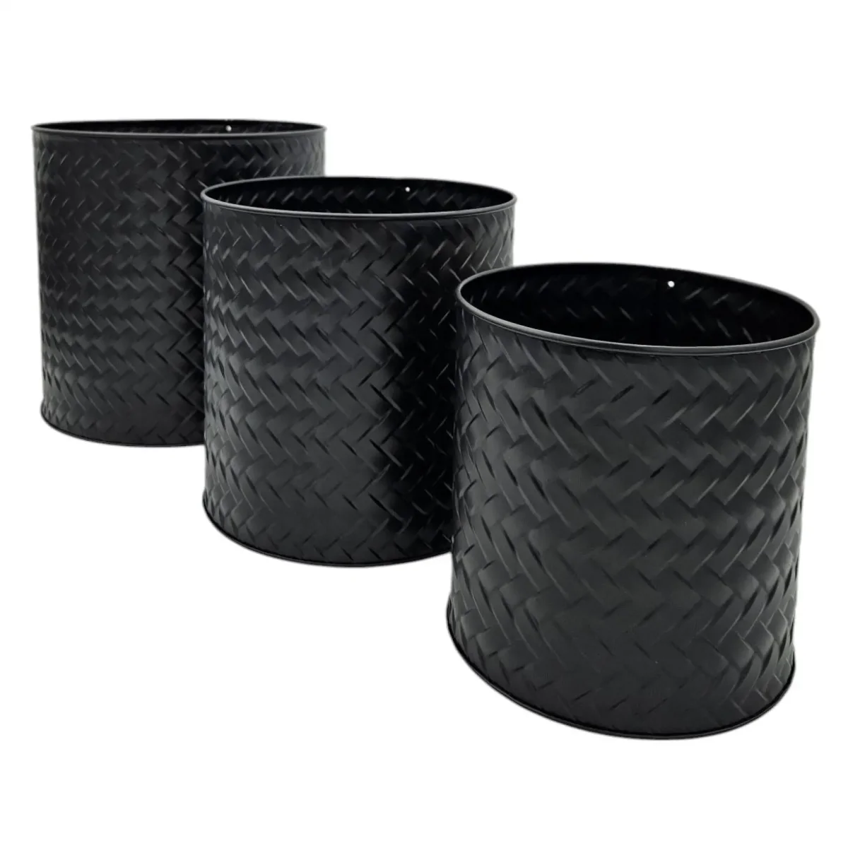 Blumentopf Übertopf Pflanzenkübel Topf Kübel 3er Set schwarz rund Metall Matt – Bild 6