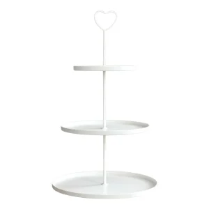 Etagere Paris weiß 48x30 rund Metall 3 Schichten 3-Stöckig Vintage Muffin Herz