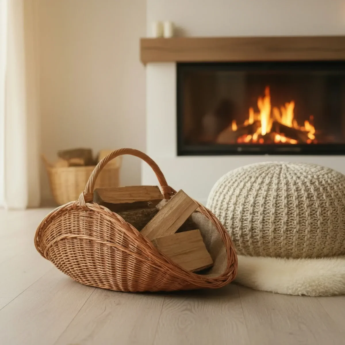 Kaminholzkorb mit Jute XXL Weidenkorb Holzkorb Holztrage 43x70 cm – Bild 4