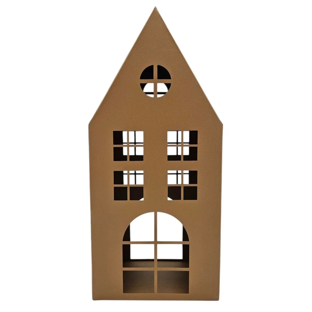 Laternenhaus Windlicht Kerzenhalter Rostoptik Haus Metall Deko Laterne 40 cm – Bild 2