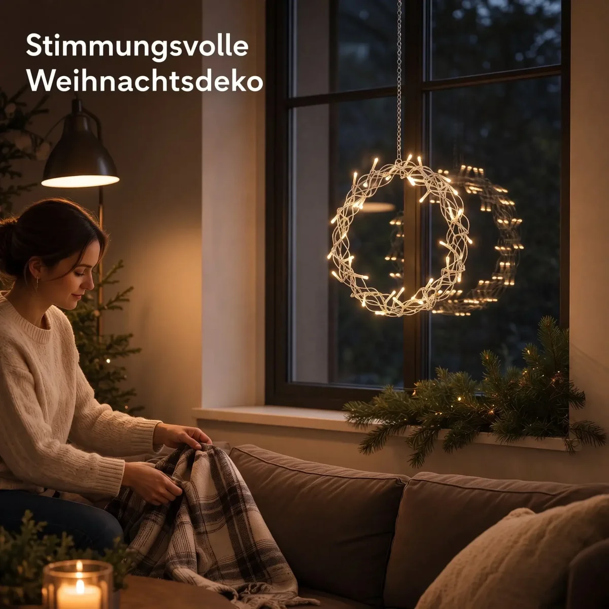 LED Weihnachtskranz 30 cm mit 40 LEDs & Timer – warmweiß, batteriebetrieben – Bild 9