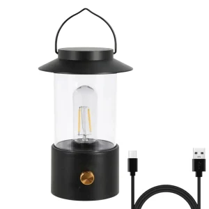 Leuchte Lampe Campinglampe stufenlos Dimmbar LED schwarz Laterne AKKU USB