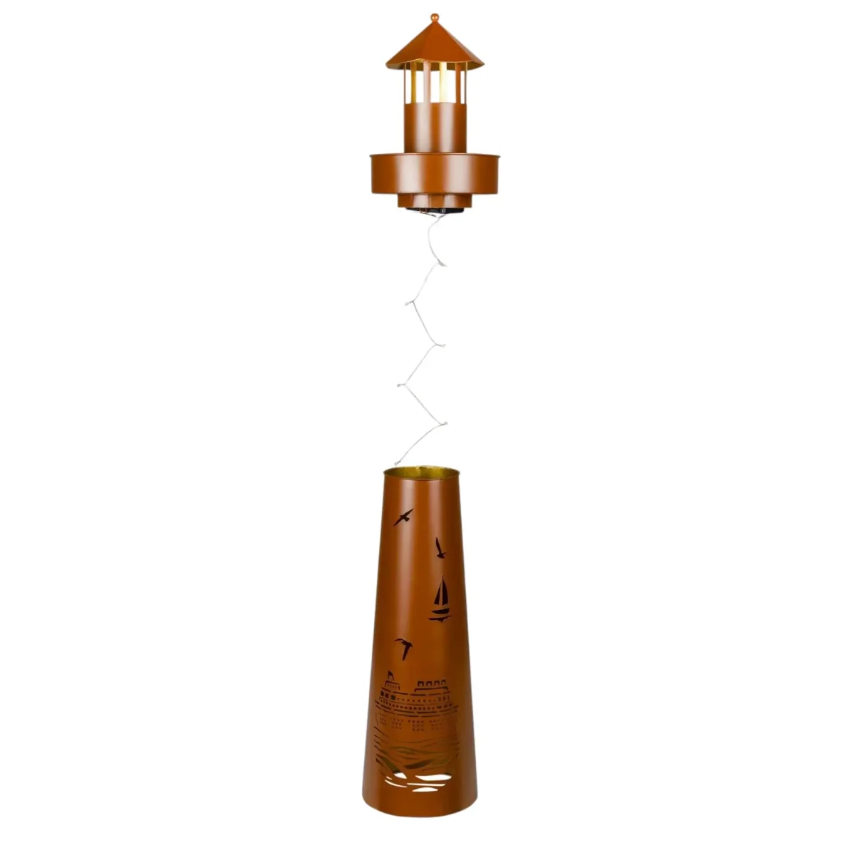 Leuchtturm LED Rostoptik Pflanzturm Pflanzschale Maritim Gartenbeleuchtung 80x20 cm – Bild 5
