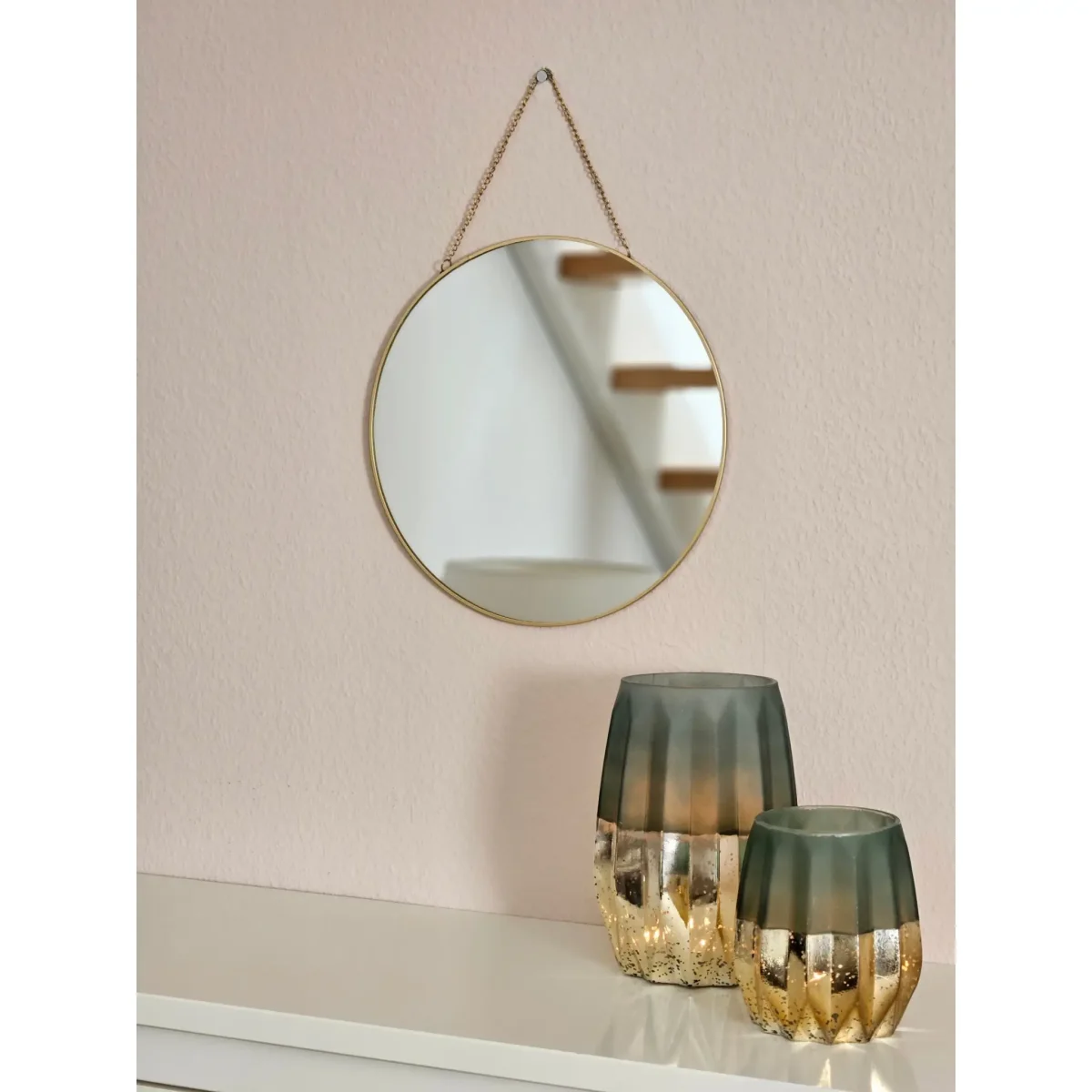 Spiegel rund Wandspiegel Schminkspiegel runder Dekospiegel Metall GOLD Ø 30 cm – Bild 6