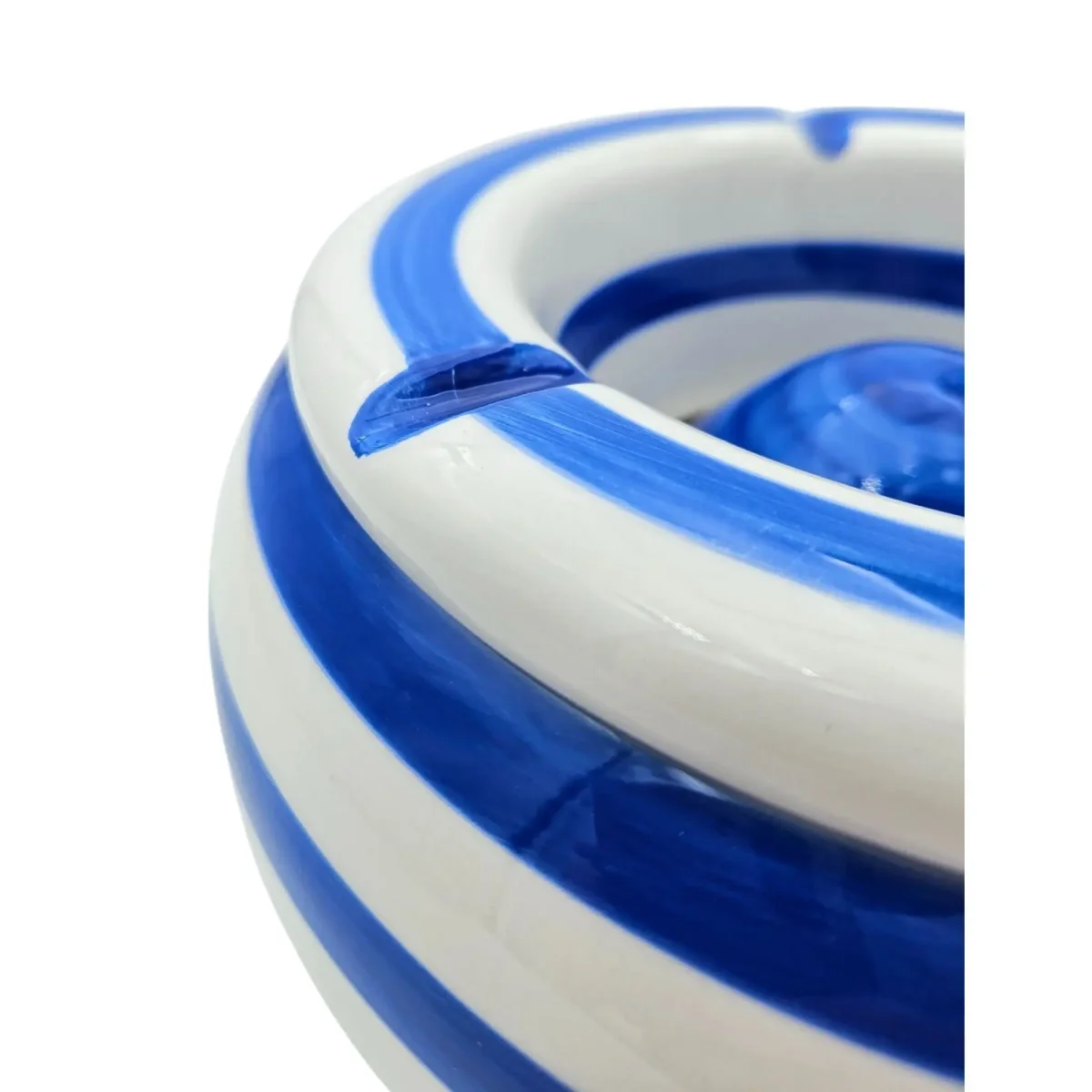 Sturmaschenbecher Mykonos M / XXL 23 cm Maritim blau weiß Aschenbecher gestreift – Bild 4